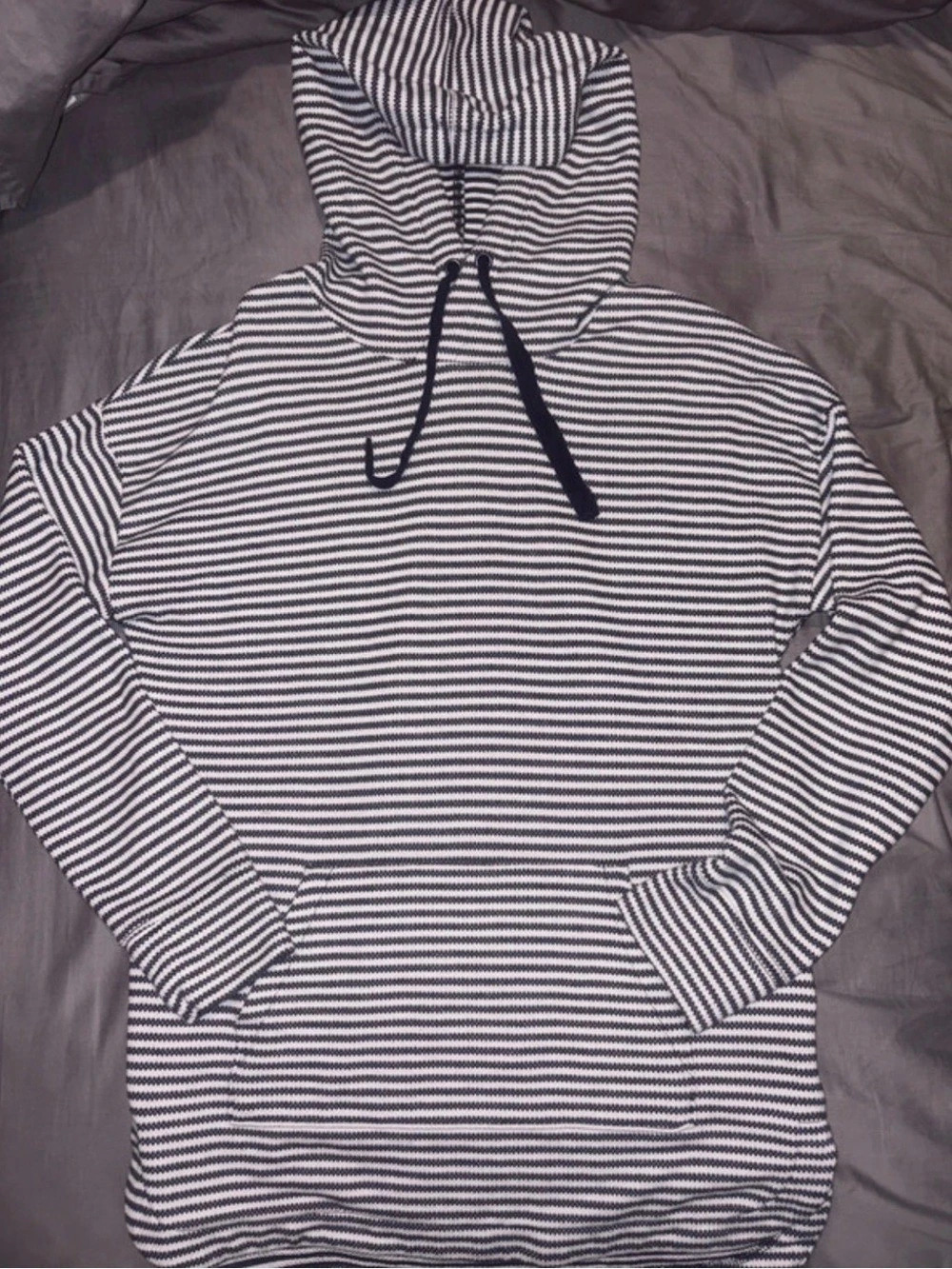 A New Day Striped Pullover Hoodie in Black & White